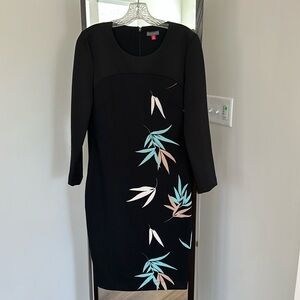 Vince Camuto Dress, Size Medium, Black with Crisp Contrast Pattern Detail